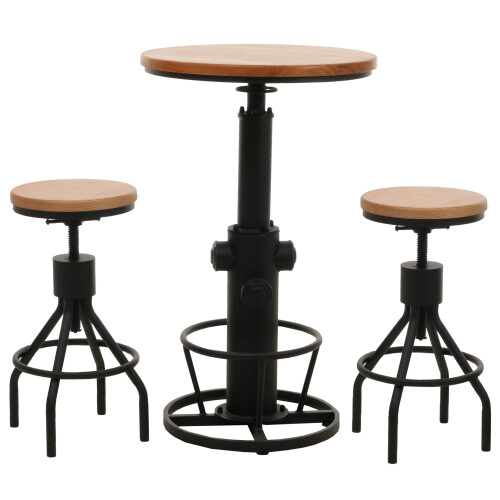 Set table de bar + 2x tabourets de bar MCW-N17