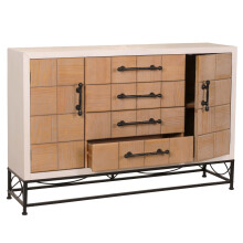 Cassettiera MCW-N30, credenza mobile con ante e cassetto, legno massiccio MDF, 92x140x42cm