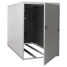 Garage per 2 biciclette MCW-L56c, rimessa con deposito, in metallo con serratura 160x113x209cm ~ grigio chiaro