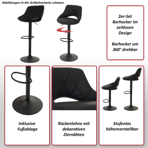Lot de 2 tabourets de bar MCW-N64 1