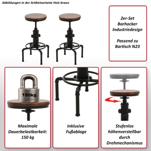 Tabouret de bar MCW-N23 (lot de 2) 1