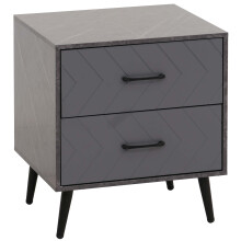 Nachttisch MCW-N89, Beistelltisch Nachtschrank, Schublade Fischgrätenmuster Melamin Holz, 55x48x40cm