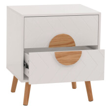 Nachttisch MCW-N89, Kommode Beistelltisch Nachtschrank, Schublade Fischgrätenmuster Melamin Holz, 55x48x40cm