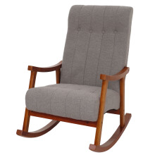 Sedia a dondolo MCW-K10, poltrona relax, legno FSC stoffa/tessuto bouclé (450g/m²) ~ grigio, color noce