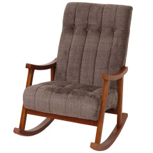Sedia a dondolo MCW-K10, poltrona relax, legno FSC stoffa/tessuto ciniglia (465g/m²) ~ marrone, color noce