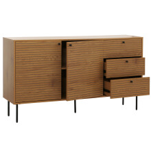 Cassettiera MCW-N78, credenza, 3 cassetti 2 ante, stile scandinavo metallo legno melamina MVG 85x150x40cm ~ naturale