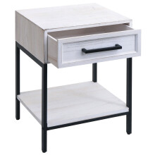 Nachttisch MCW-N91, Kommode Beistelltisch Nachtschrank Schrank, Schublade Shabby-Look Paulownia Holz 59x43x36cm