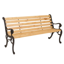 Gartenbank MCW-O25, Sitzbank Parkbank Holzbank 3-Sitzer, Gusseisen Holz Kiefer, 164cm