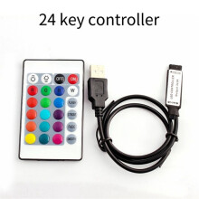 RGB-Controller DC5V USB 5V 24 Tasten RF-Fernbedienung Kabelloser Controller für COB SMD 3528 5050 RGB-Bandlichter
