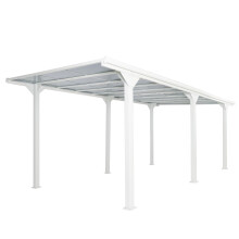 Alu-Carport MCW-O23, Autoüberdachung Garage Unterstand, 10cm-Gestell Polycarbonat-Dach Regenrinne, 3x6m