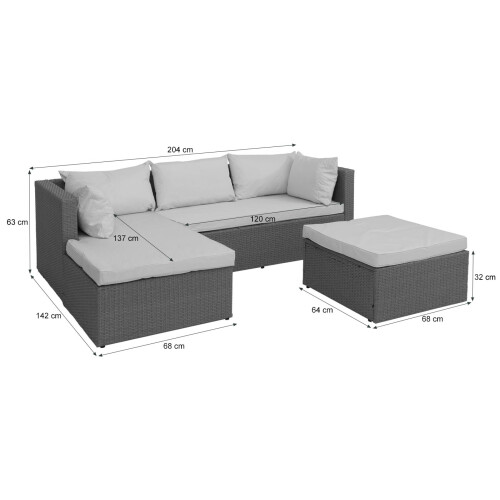 Poly-Rattan Garnitur MCW-O46, Balkon-/Garten-/Lounge-Set Sofa Sitzgruppe 2