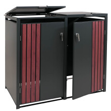 2er-Mülltonnenverkleidung MCW-O67, Mülltonnenbox mit Deckel, Metall 122x132x84cm 53kg