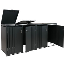 4er-Mülltonnenverkleidung MCW-O67, Mülltonnenbox mit Deckel, Metall 122x264x84cm 104kg