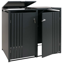 2er-Mülltonnenverkleidung MCW-O67, Mülltonnenbox mit Deckel, Metall 122x132x84cm 53kg