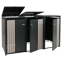 3er-Mülltonnenverkleidung MCW-O67, Mülltonnenbox mit Deckel, Metall 122x200x84cm 83kg