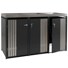 3er-Mülltonnenverkleidung MCW-O67, Mülltonnenbox mit Pflanzkasten, Metall 125x196x84cm 75kg