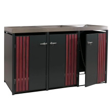 3er-Mülltonnenverkleidung MCW-O67, Mülltonnenbox mit Pflanzkasten, Metall 125x196x84cm 75kg