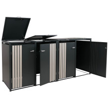 4er-Mülltonnenverkleidung MCW-O67, Mülltonnenbox mit Deckel, Metall 122x264x84cm 104kg