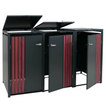 3er-Mülltonnenverkleidung MCW-O67, Mülltonnenbox mit Deckel, Metall 122x200x84cm 83kg