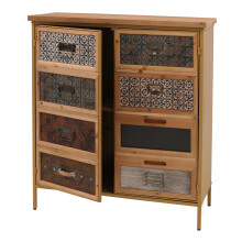 Comò da farmacia MCW-O79, armadio alto con scomparti, credenza look vintage shabby 94x80x35 cm, bianco blu