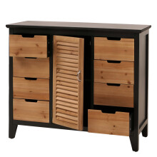 Comò cassettiera MCW-O63, armadio scomparti e cassetti, effetto persiana vintage shabby 80x91x40 cm ~ telaio nero
