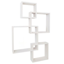 Mensola ripiani a muro parete MCW-P23, scaffale sospeso design decorativo quadri cubi, 4 ripiani MVG ~ bianco