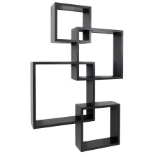 Mensola ripiani a muro parete MCW-P23, scaffale sospeso design decorativo quadri cubi, 4 ripiani MVG ~ nero