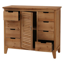 Comò cassettiera MCW-O63, armadio scomparti e cassetti, effetto persiana vintage shabby 80x91x40 cm ~ telaio naturale