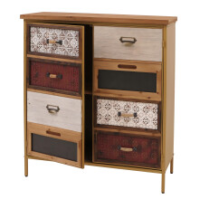 Comò da farmacia MCW-O79, armadio alto con scomparti, credenza look vintage shabby 94x80x35 cm, blu rosso