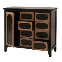 Comò da farmacia MCW-O63, armadio con cassetti e sportello vintage shabby industriale, 80x91x40 cm ~ telaio nero