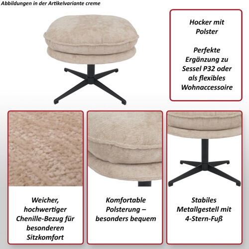 Tabouret rembourré MCW-P32 1