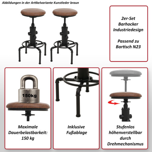 Tabourets de bar MCW-N23 (lot de 2) 1