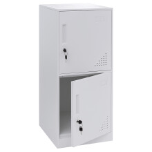 Armadietto MCW-P63, con serratura, armadio ufficio faldoni documenti, con 2 ante, 90x38x45cm, acciaio ~ bianco