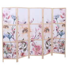 Paravent MCW-O70, Trennwand Sichtschutz Raumtrennung Naturmotive Holz MVG Polyethylen 170x227cm