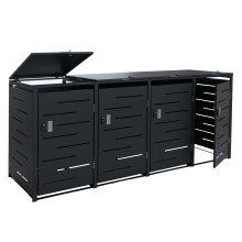 4er-Mülltonnenverkleidung MCW-E83b, Mülltonnenbox Mülltonnenabdeckung, 117x265x80cm, anthrazit, Stahl 90kg