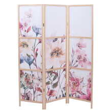 Paravent MCW-O70, Trennwand Sichtschutz Raumtrennung Naturmotive Holz MVG Polyethylen 170x137cm