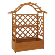 Hochbeet MCW-P66, Pflanz-/Blumenkasten Pflanzkübel Rankgitter Rankhilfe Spalier Holz MVG 138x110x44cm