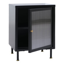 Nachttisch MCW-O87, Beistelltisch Nachtschrank Schrank, Industrial Staufächer Metall Schilfglas 55x41x41cm
