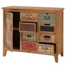 Comò da farmacia MCW-O63, armadio con cassetti portatarghette, motivo vintage shabby legno, 80x91x40cm ~ telaio naturale
