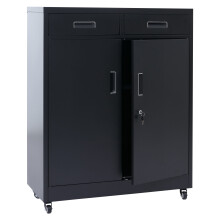 Armadio portadocumenti MCW-O89, per ufficio, ante scorrevoli, cassetti con serratura, acciaio 116x90x40cm ~ nero