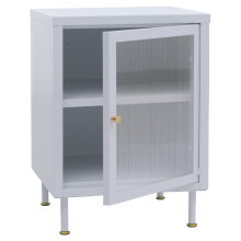 Nachttisch MCW-O87, Beistelltisch Nachtschrank Schrank, Industrial Staufächer Metall Schilfglas 55x41x41cm