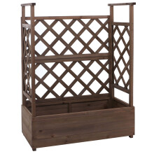 Hochbeet MCW-P67, Pflanz-/Blumenkasten Pflanzkübel Rankgitter Rankhilfe Spalier Holz MVG 114x85x44cm