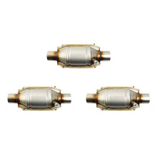 3X Universal Katalysator mit Einlass/Auslass, mit O2 Anschluss und Hitze Schild 53004 Auto Katalysator Aus Rostfreiem Stahl