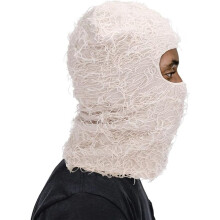Distressed Skimaske Vollgesichtsstrick Fuzzy Yeat Shiesty Distress Mask für MäNner Frauen Weiß