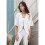 Cardigan con Scollo A V e Trafori, Bianco XL 3