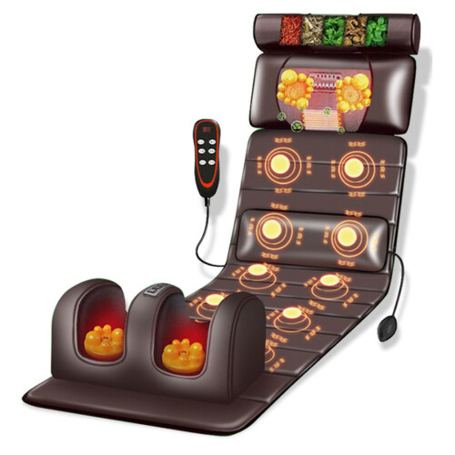 Heated Full Body Massage Mat with Neck and Back Support, 9 Modes, Foldable, Adjustable Pillow