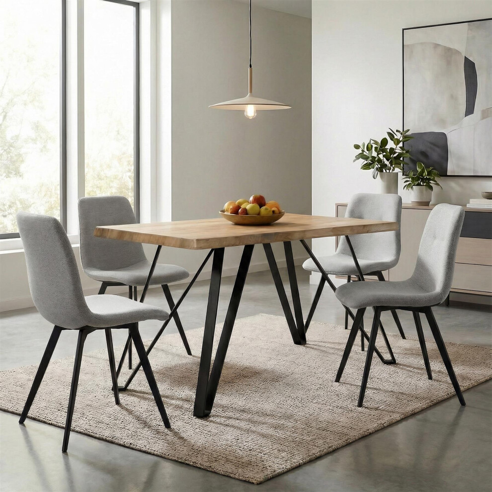 New Home Source (Table 140 Cm And 4 Off Chairs) Dining Set Arbore 120Cm/140Cm Table And 4/6/8 Upholstered Chairs White