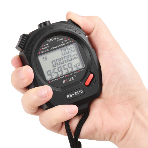 Sport-Stoppuhr-Timer, 60 Speicherplätze, digitale