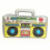 Ζωντανό φουσκωτό Boombox, ασημί τυπωμένο με πολύχρωμο ρετρό σχέδιο, ιδανικό για 5