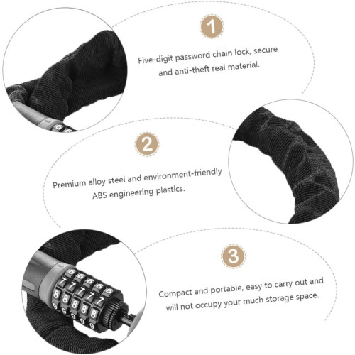 Bicycle lock chain lock with sturdy antitheft protection for bicycles, motorcycles, and scooters, random lock head, random color. 2